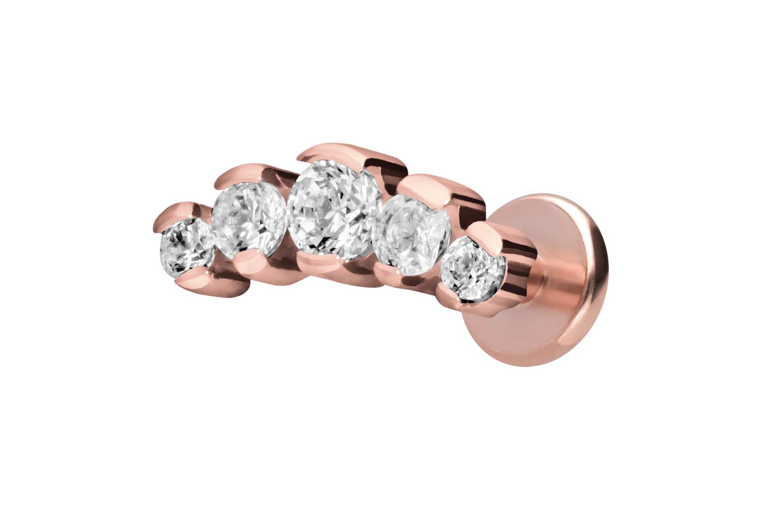 Titan Labret Piercing mit Innengewinde 5 EINGEFASSTE KRISTALLE